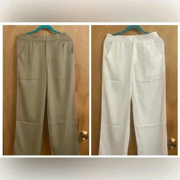 Source Unknown Women's Trousers in Tan and White - Picture 1 of 16